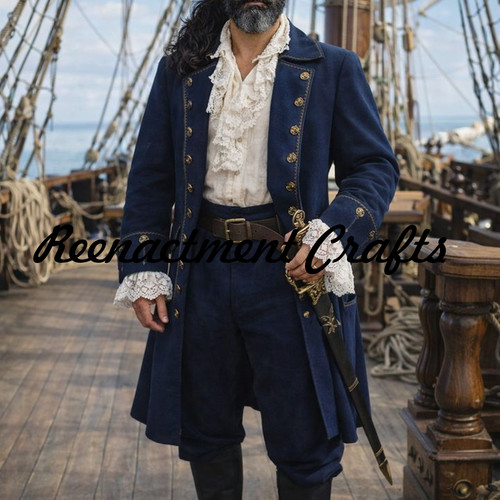 Navy blue wool pirate - blue, captain