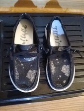Gypsy Jazz black sparkly boat shoes slip on laces Uppers man made material
