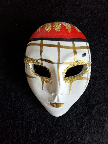 Vintage ceramic mask brooch - vintage,