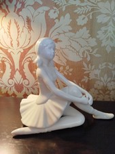 Vintage Regency Fine Arts Rare Figurine of Sitting Ballerina White Porcelain