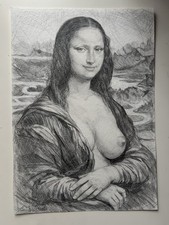 Original pencil drawing - pencil, mona