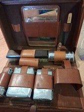 Vintage Shaving And Shoe Shine Kit Leather Case Missing Parts
