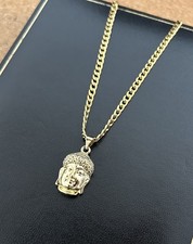 9ct Gold CZ Small Buddha Pendant On 60cm Curb Chain Necklace Gold Filled