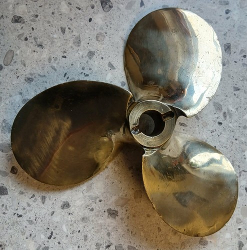 Polished brass boat propeller - boat,