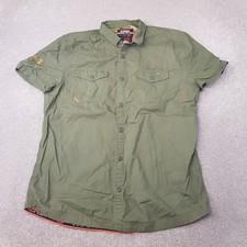 Superdry Mens Shirt 3XL Green Rookie Military Utility Field Army Short Sleeve