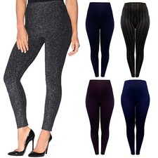 LADIES WOMENS XMAS GLITTER LUREX FITTED STRETCHY NEW PARTY LEGGINGS SIZE 8 - 16