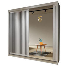 Wardrobe One Side Mirror Sliding Doors Wardrobe, featuring double sliding Doors