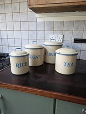 4 Vintage Enamel Storage
