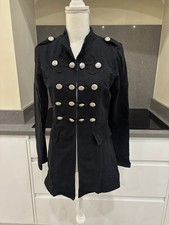 Joe Browns Black Cotton Silver Button Military Style Jacket UK 10.   (d2)
