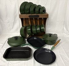 Le Creuset Cast Iron Saucepan Cookware Set Green Casserole Griddle Frying Roast
