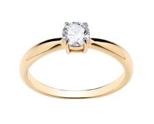 9ct Yellow Gold on Silver 0.50ct Simulated Solitaire Engagement Ring size J - U