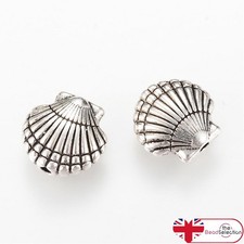 10 TIBETAN SILVER SHELL SPACER BEADS CHARMS 10mm TOP QUALITY TS74
