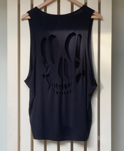 New ladies black skull vest - new,