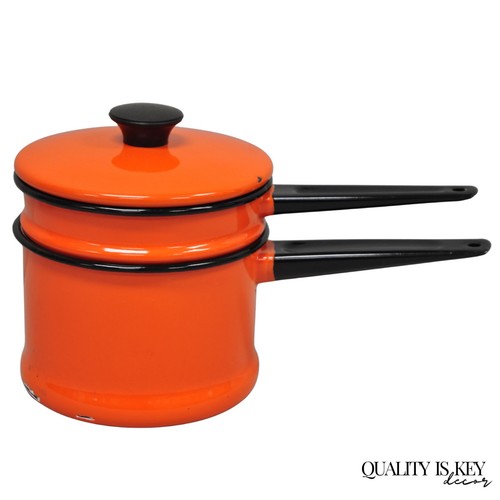 Vintage enamel orange - &, black