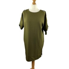 Boohoo Laura Eyelet Shift Dress Khaki Green UK 8 Boho Bondage Sexy Blogger BNWT
