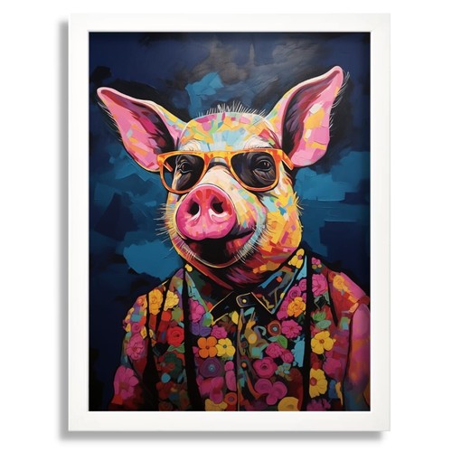 Funky pig print wall art - pig,