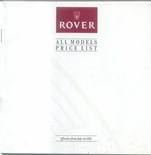 Rover Price List 1991 July