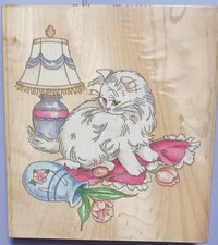 Rare Stamps Happen Rubber Stamp 80141 Kitten with Vase