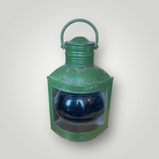 Antique T. & H. Liverpool Green Dock Lamp (D/L) –Blue Lens  Nautical Oil Lantern