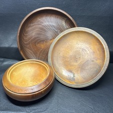 3 x Beautiful Rustic Turned Wooden Bowls, Largest 8” Diameter (approx)