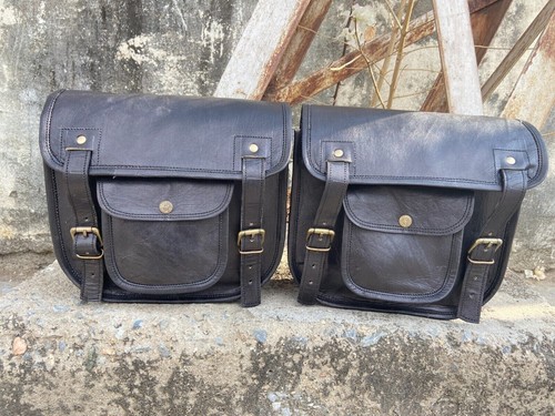 Leather motorcycle saddle - saddle, bags