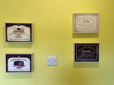 Set of 4 Small Culinary Prints in Wooden Box Frames