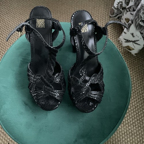 Biba ladies black leatherpeep - biba,