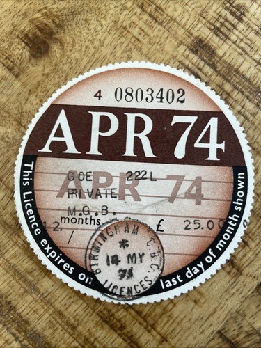 Old vintage tax disc - tax, april
