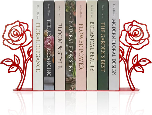 Rose flower bookends metal - bookends,