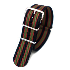 20mm NATO Watch Strap Dark Blue with Dark Red and Olive stripes