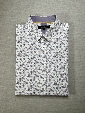 Jeff Banks London Floral Purple White Smart Tailored Shirt Men’s M [354]