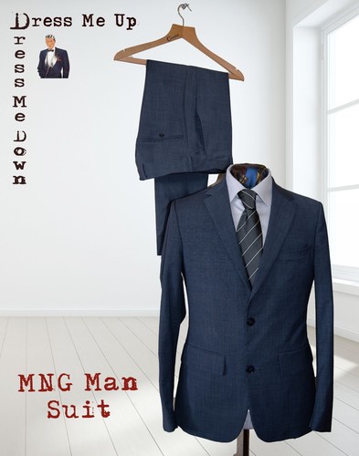 Mng man suit blue check - blue, fine