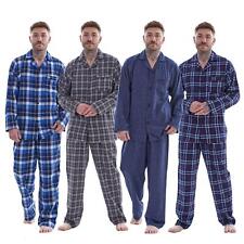 Mens Thermal Flannel Pyjamas Brushed Cotton Check Stripe Winter Warm  S - 5XL