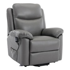 The Devon - Mobility Dual Motor Riser Recliner Arm Chair - Grey Genuine Leather
