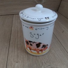 Leonardo Farmyard Collection Sugar Canister Jar Pig Sow Cow Design