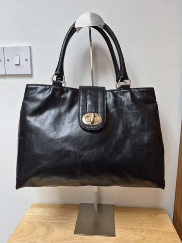 Vintage black leather handbag - black,