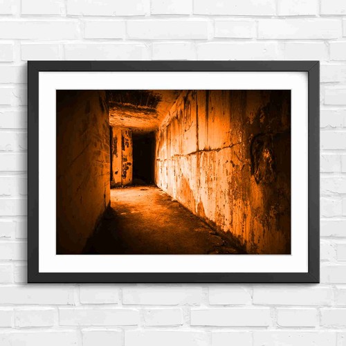 Dark abandoned bunker corridor - dark,