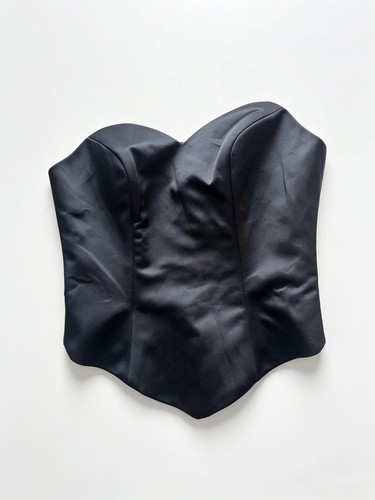 Black satin strapless corset - black,