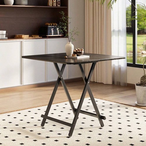 Black folding dining table - black,