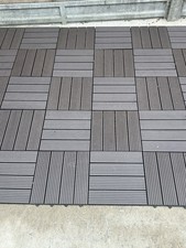 Garden WPC Decking Tiles. 30cmx30cm Non Slip. Interlocking. Walnut 3 Boxes Of 10