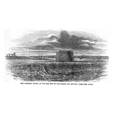 New Martello Tower at the Fairway of the Thames and Medway - Antique Print 1856