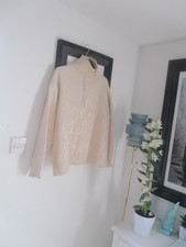ZARA cream sequin 1/4 zip