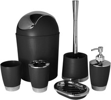 Modern Design 6 Piece Bathroom Accessory Set, Toilet Brush, Waste Bin