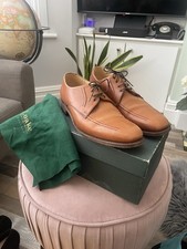 Loake Aberdeen Mid Tan Leather Mens Lace up Derby Shoes Uk 8 Eu 42 VGC