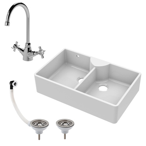 Fireclay 895mm double - double, bowl