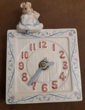 Schmid BEATRIX POTTER Hunca Munca 1990 Ceramic Clock. Battery Operated. VGC