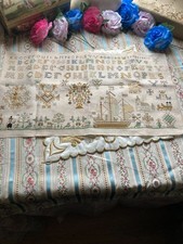 Vintage Victorian Style Hand-Embroidered Sampler