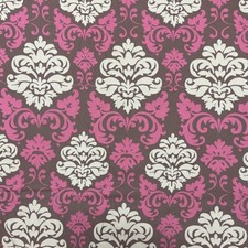 Heavy Cotton Orly Damask Globaltex Fabric Curtain Upholstery 54" Cerise/Brown