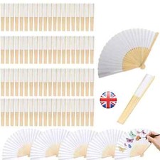 10/20pcs Blank White Chinese Folding Bamboo Fan Hand Paper Fans Wedding Favor