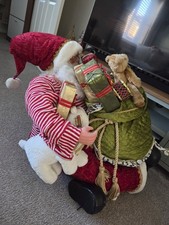 Large Vintage Traditional Red Velvet Sitting Santa Father Christmas 36"